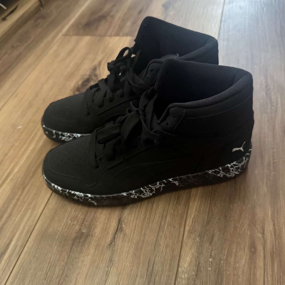 Puma Rebound V6 Marble Mid Black White Sneakers 395114-01 Kids Size 7Y - Picture 7 of 9